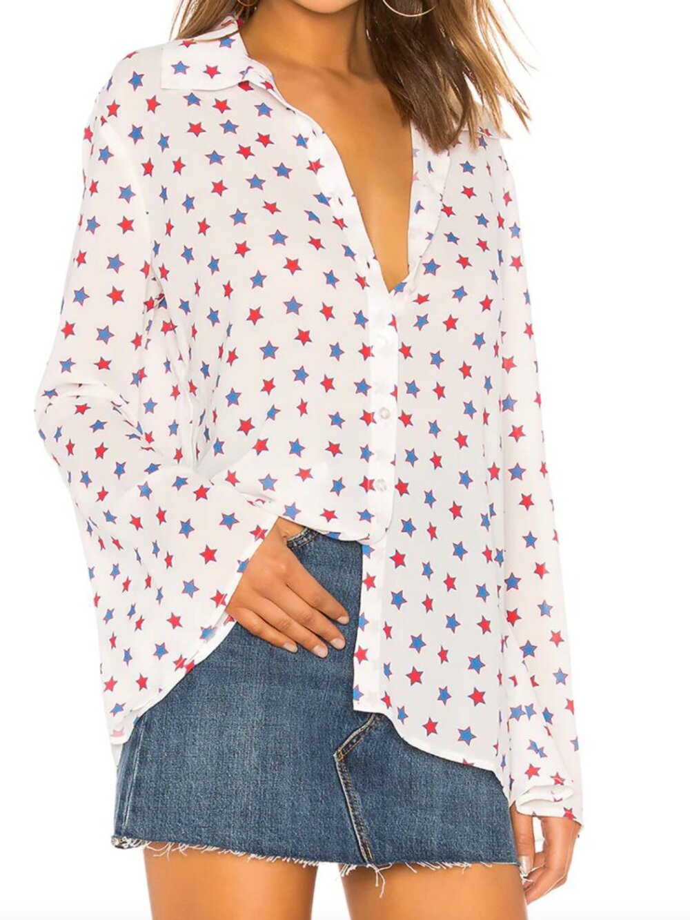 Tularosa Sheer Long Sleeve Red/Blue Raquel Beach Shirt